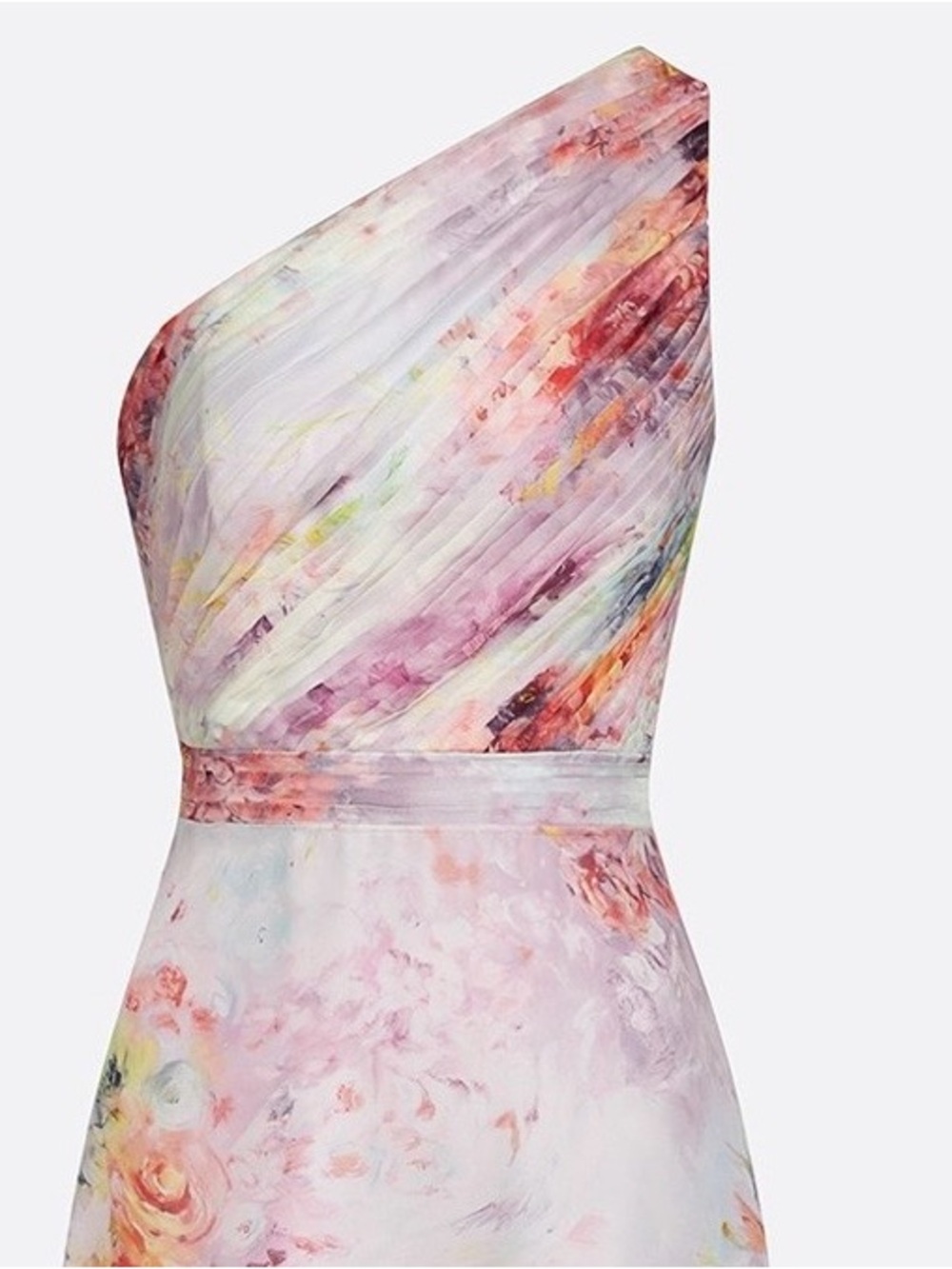 Romantic One-Shoulder Pink Floral A-Line Dress